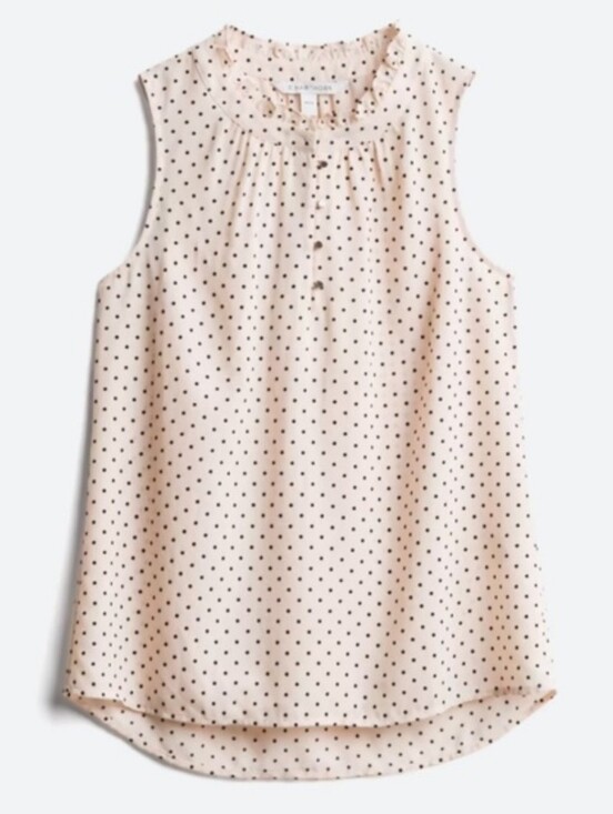 41 Hawthorn Tops - 41 Hawthorne Polka Dot sleeveless Ruffle Blouse Blush/Black Sz L
